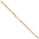 14k Polished Semi-Solid Chain/Solid Plate Figaro Link 33.5x6.5mm Plate 7 inch ID Bracelet